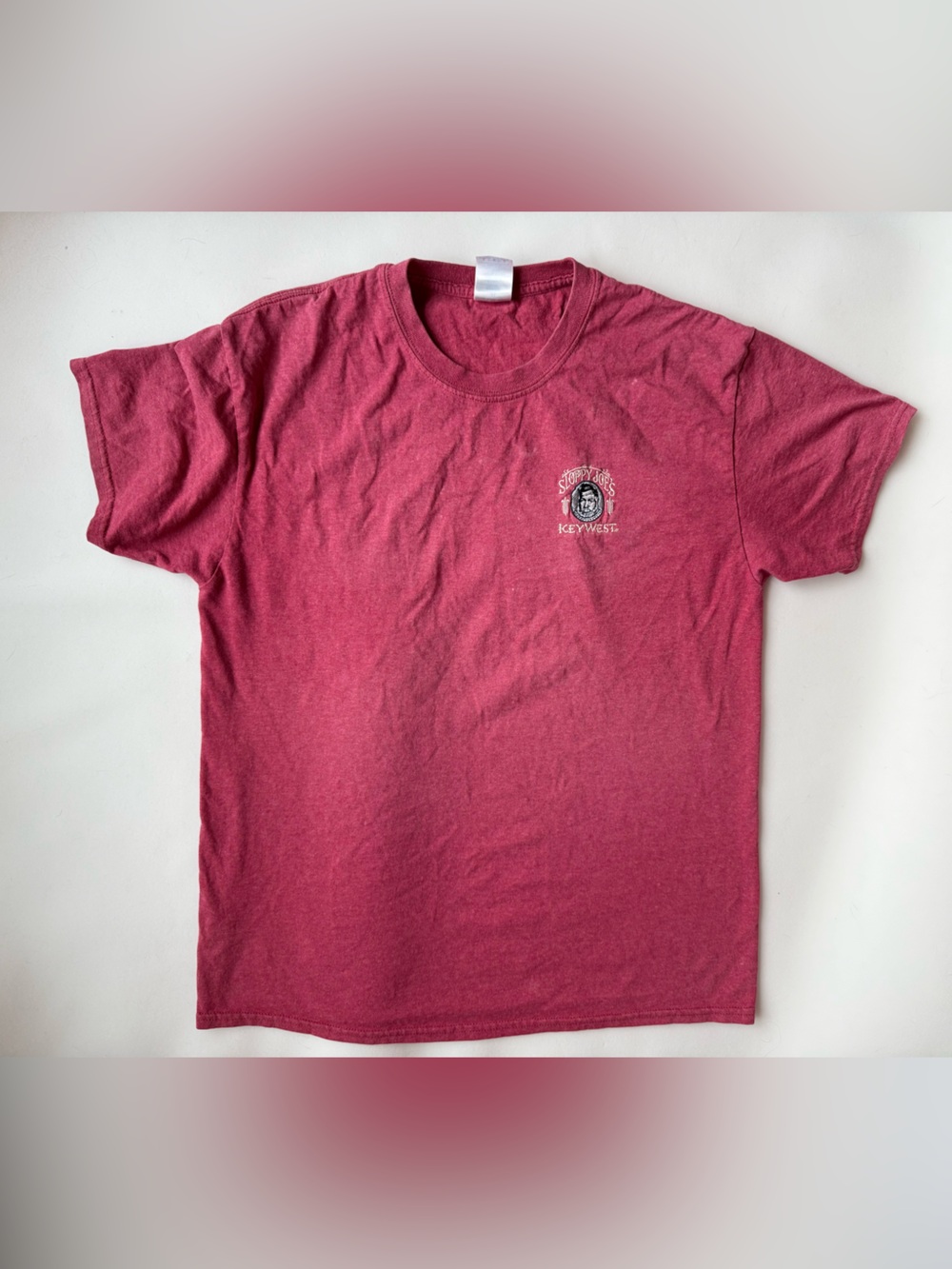 Sloppy Joe’s Key West Embroidered Burgundy T-Shirt Size Large